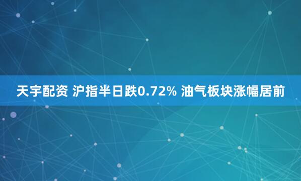 天宇配资 沪指半日跌0.72% 油气板块涨幅居前